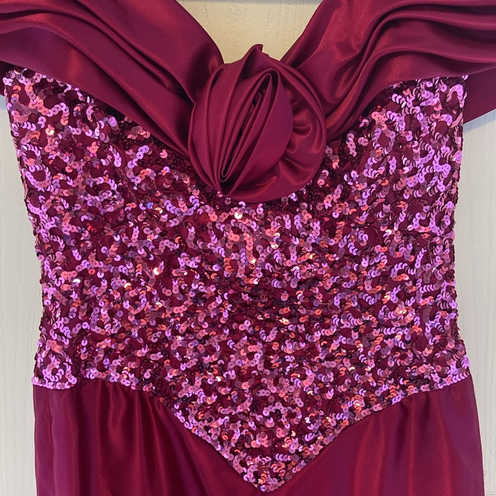 Vintage | Mike Benet Womens Maxi Dress | Sz 8 Pink Magenta | Sequin - Picture 3 of 6